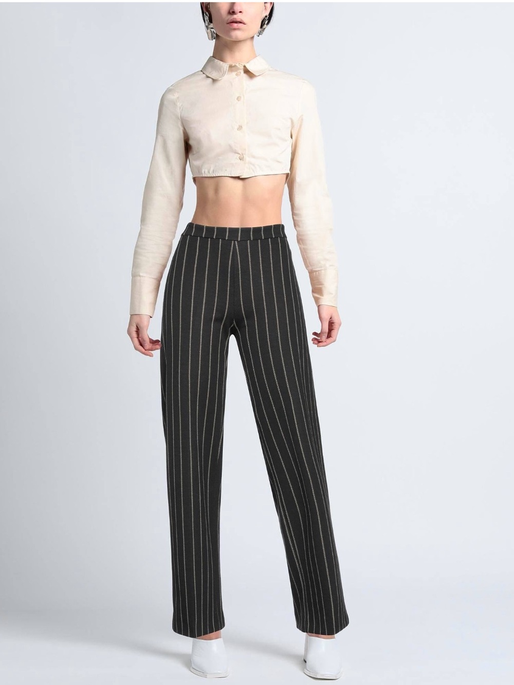 DEHA High Waist Pinstripe Dress Pants XS | Made in Italy | Straight Leg